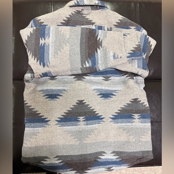 Jachs Men’s Tan Aztec Sherpa Lined Wool Blend Jacket Shacket - Picture 11 of 16